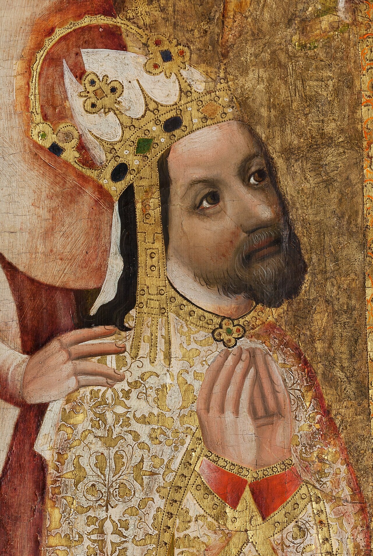 Detail of Charles IV from the votive panel of Jan Očko of Vlašim, c. 1370