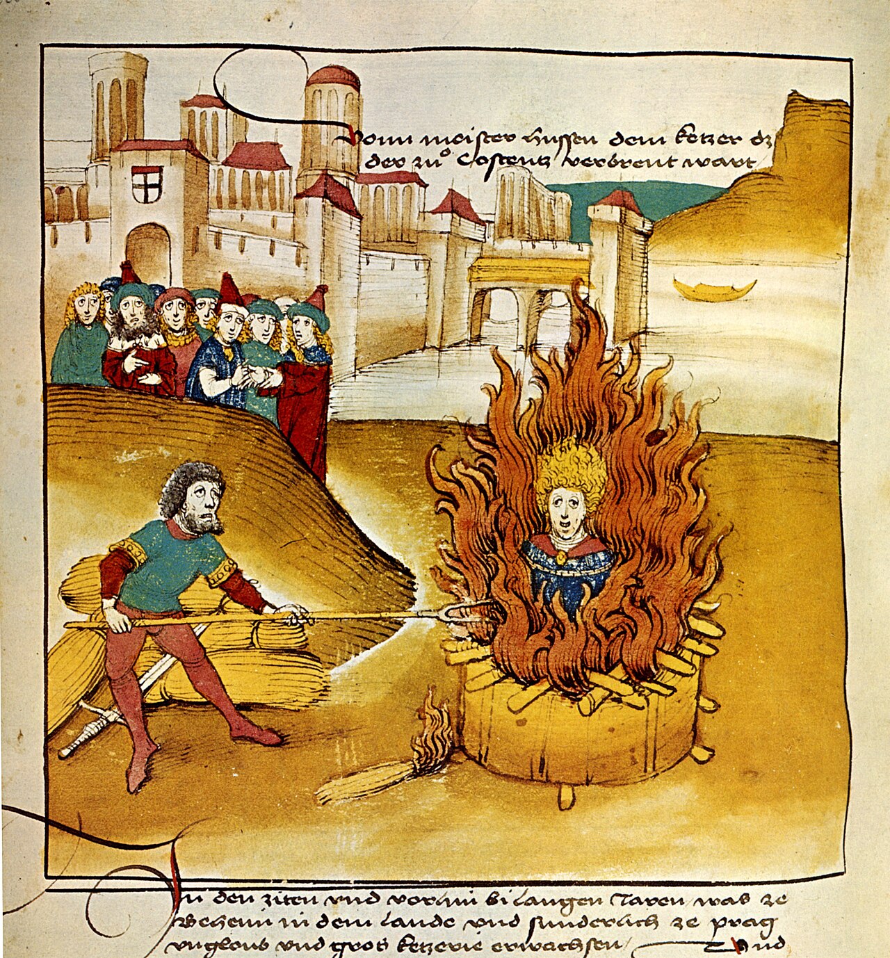 The burning of Jan Hus at Constance, July 6, 1415 (from the Spiezer Chronik, 1485)